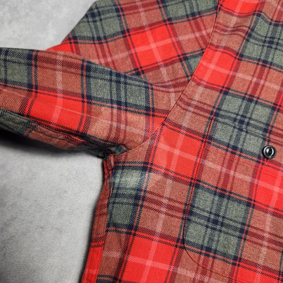 Bonobos Red Gray Plaid Flannel Slim Fit Long Sleeve Button Up Shirt Mens Medium - Picture 11 of 16